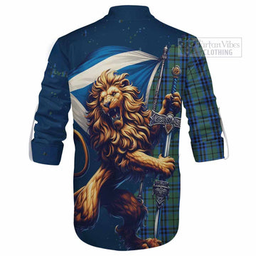 Keith Tartan Family Crest Ghillie Kilt Shirt with Scottish Majestic Lion