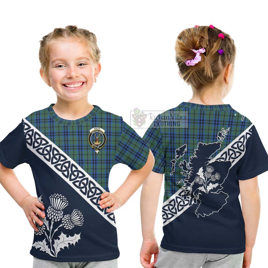 Tartan Vibes Clothing Keith Tartan Kid T-Shirt Featuring Thistle and Scotland Map