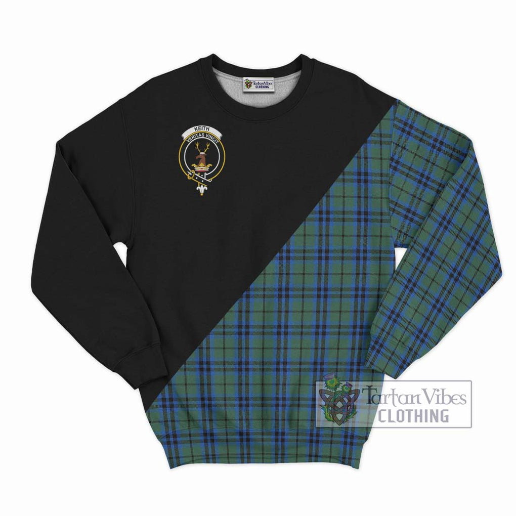 Keith Tartan Sweatshirt with Family Crest and Military Logo Style - Tartanvibesclothing Shop