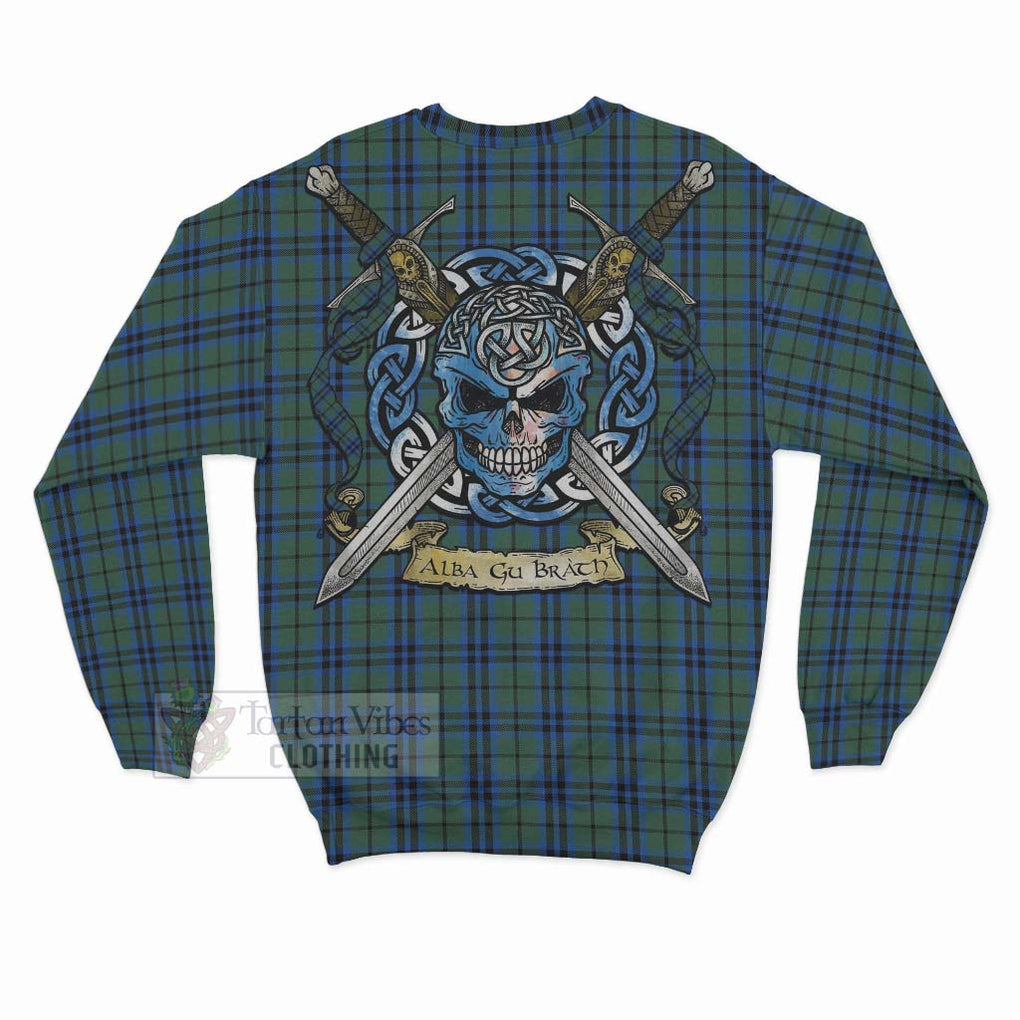 Tartan Vibes Clothing Keith Tartan Sweatshirt with Family Crest Celtic Skull Style