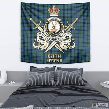 Keith Tartan Tapestry with Clan Crest and the Golden Sword of Courageous Legacy