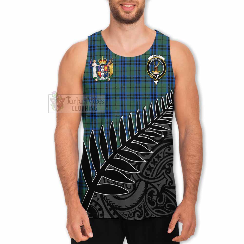 Tartan Vibes Clothing Keith Crest Tartan Men's Tank Top with New Zealand Silver Fern Half Style