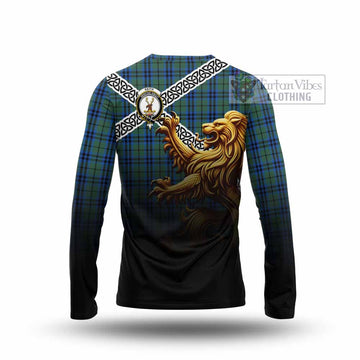 Keith Crest Tartan Long Sleeve T-Shirt with Golden Lion Emblem Celtic Style - Tartan Vibes Clothing