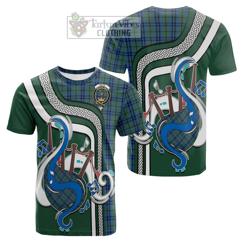 Tartan Vibes Clothing Keith Tartan Cotton T-shirt with Epic Bagpipe Style