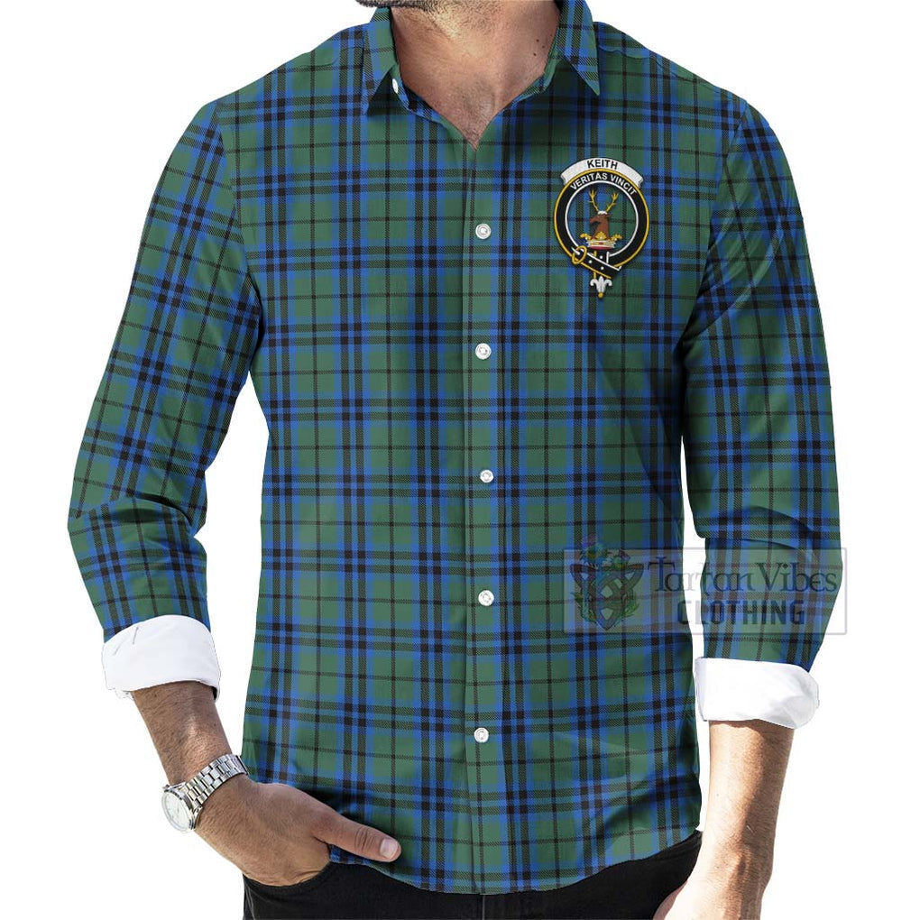 Tartan Vibes Clothing Keith Tartan Long Sleeve Button Shirt with Family Crest Celtic Skull Style