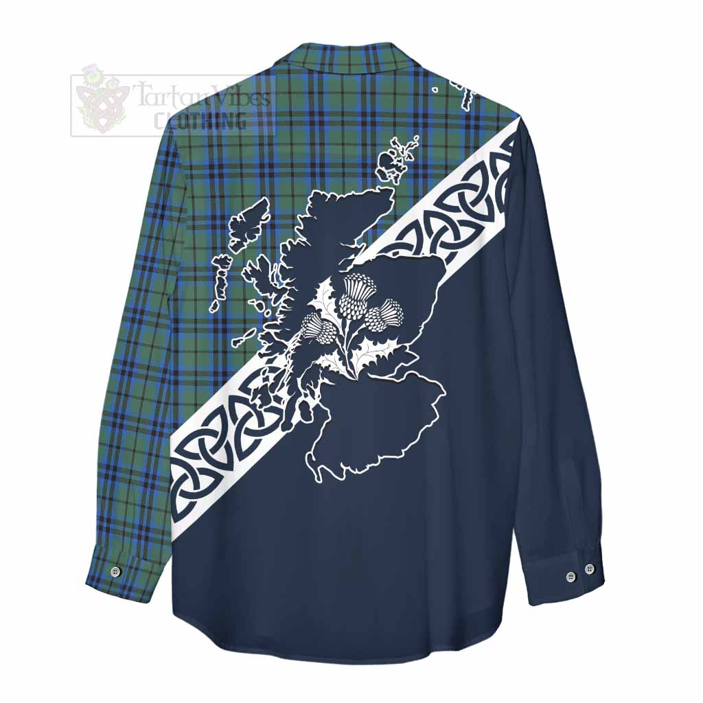 Tartan Vibes Clothing Keith Tartan Women's Casual Shirt Featuring Thistle and Scotland Map