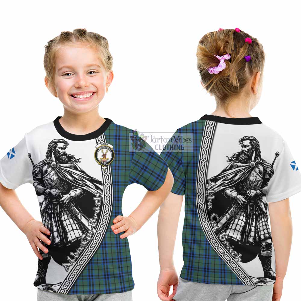 Keith Tartan Clan Crest Kid T-Shirt with Highlander Warrior Celtic Style