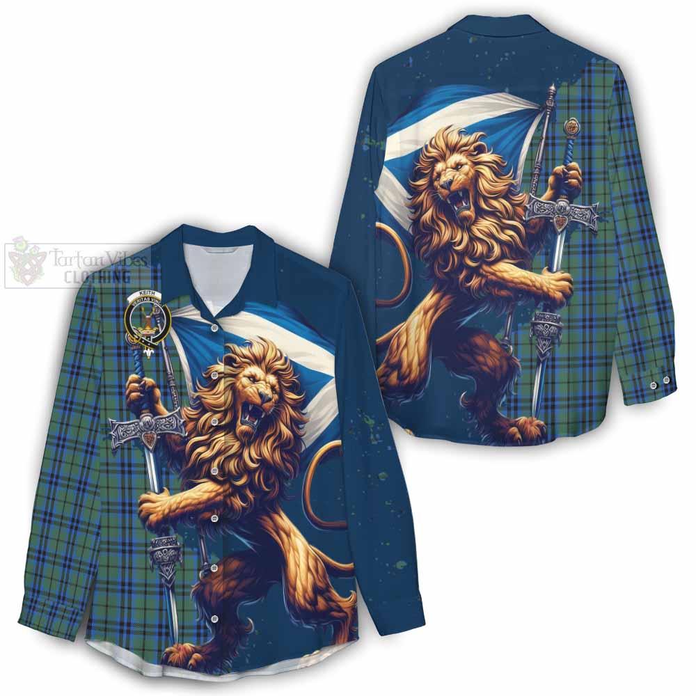 Tartan Vibes Clothing Keith Tartan Family Crest Women's Casual Shirt with Scottish Majestic Lion