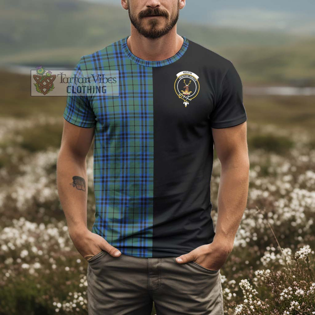 Keith Tartan T-Shirt with Family Crest and Half Of Me Style - Tartanvibesclothing Shop