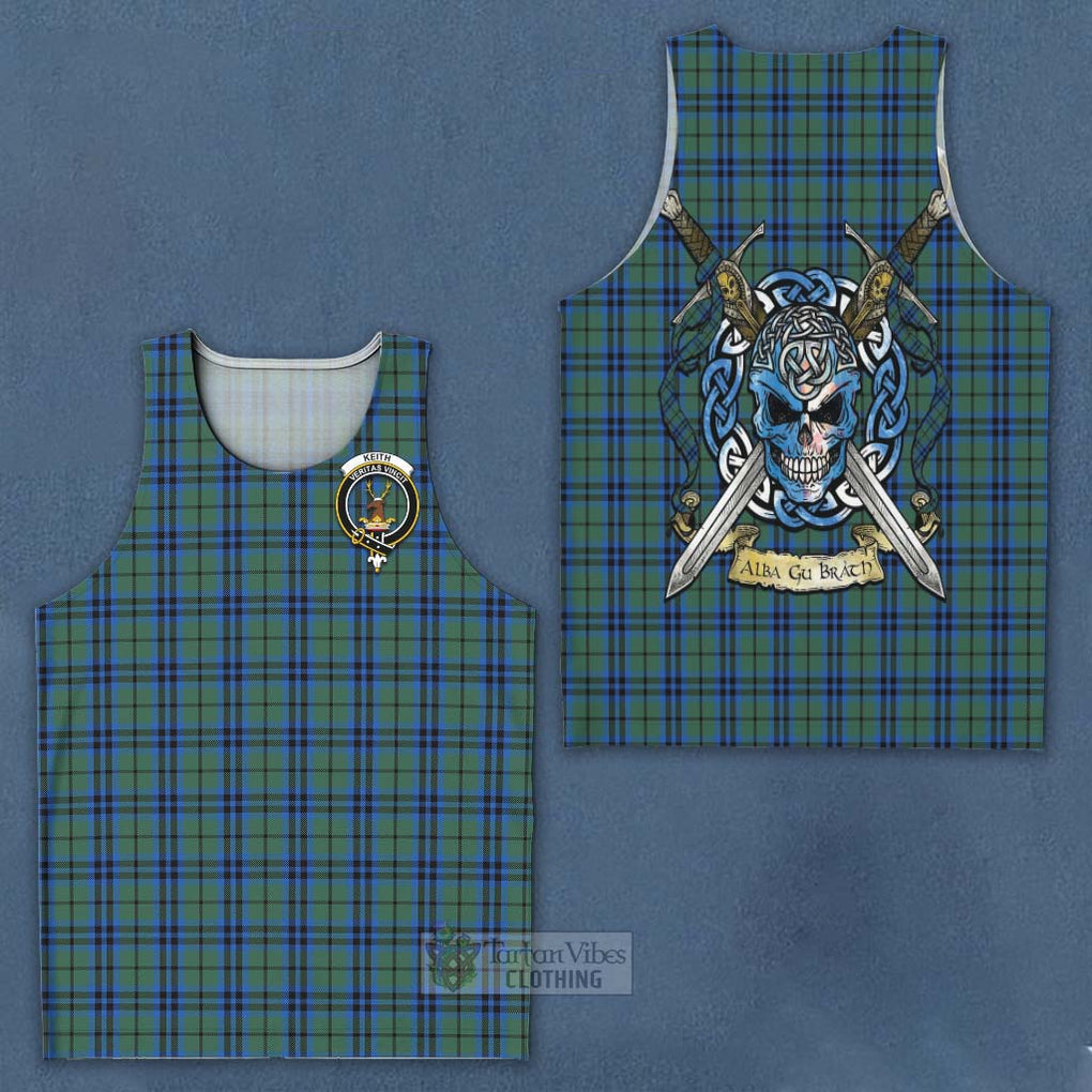 Tartan Vibes Clothing Keith Tartan Men's Tank Top with Family Crest Celtic Skull Style