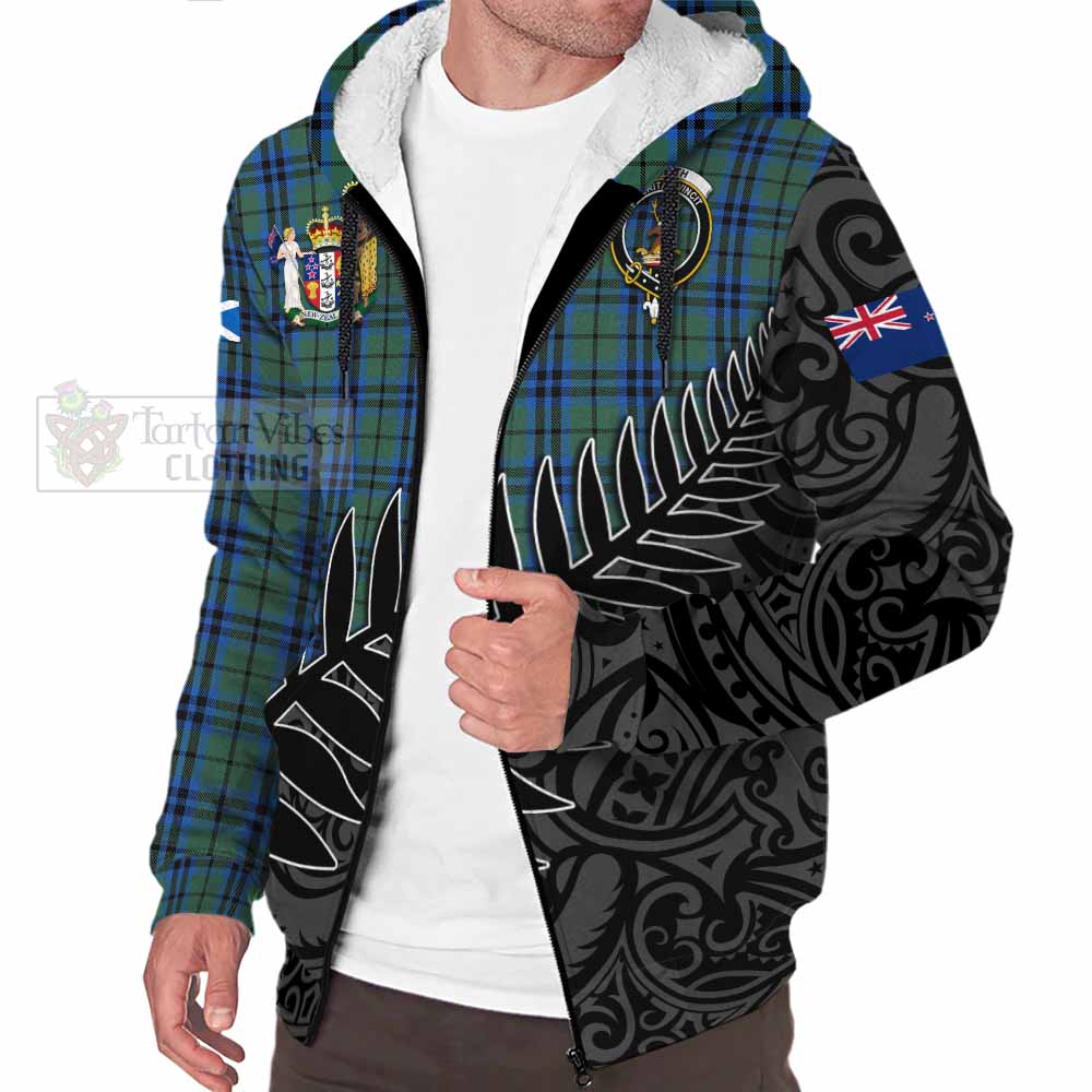 Tartan Vibes Clothing Keith Crest Tartan Sherpa Hoodie with New Zealand Silver Fern Half Style