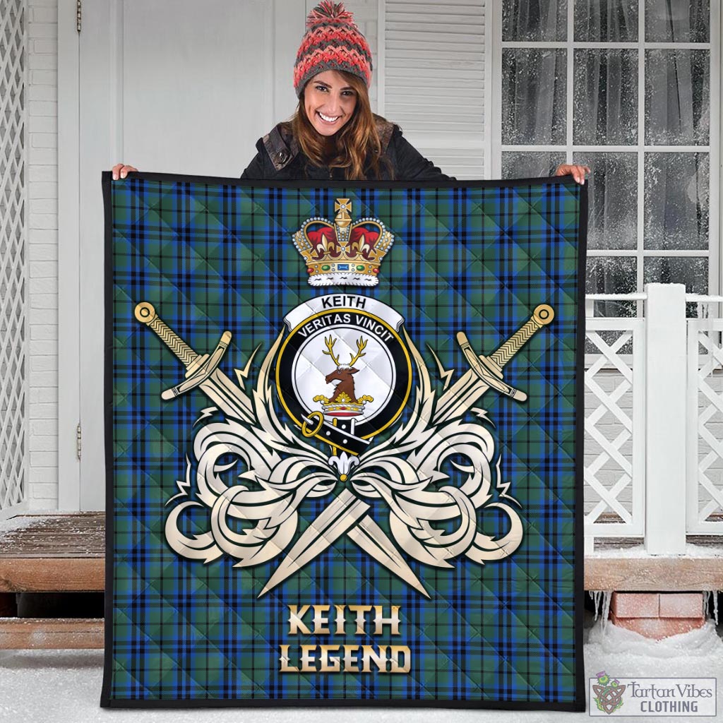 Tartan Vibes Clothing Keith Tartan Quilt with Clan Crest and the Golden Sword of Courageous Legacy