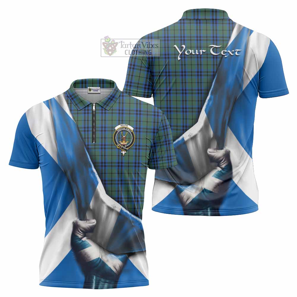 Tartan Vibes Clothing Keith Tartan Zipper Polo Shirt with Family Crest Scotland Patriotic Style