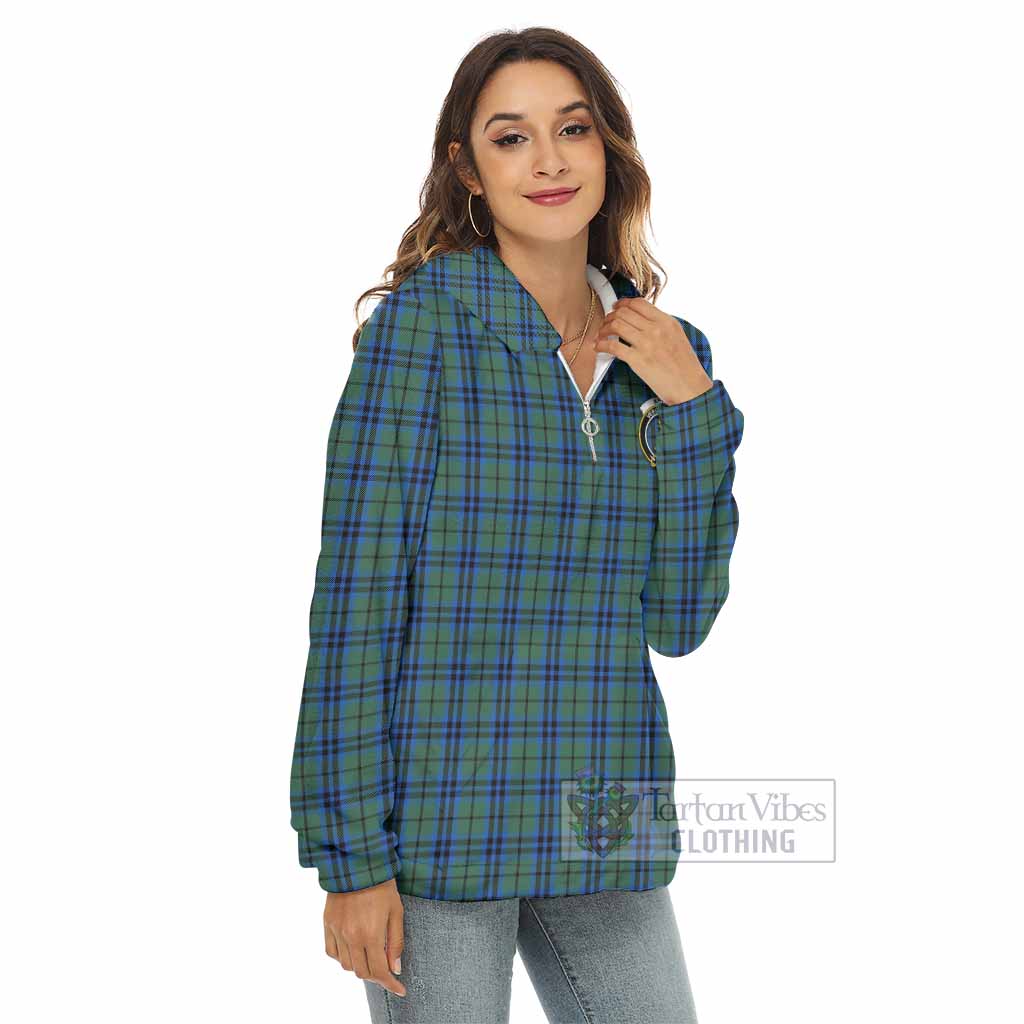 Tartan Vibes Clothing Keith Tartan Crest Women's Borg  Half Zip Fleece Hoodie