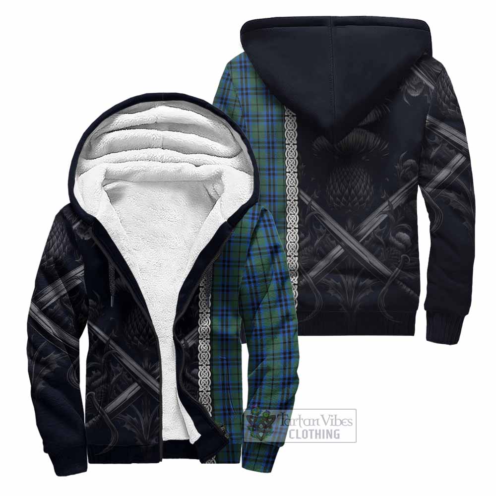 Keith Tartan Sherpa Hoodie with Family Crest Cross Sword Thistle Celtic Vibes Unisex - Tartan Vibes Clothing