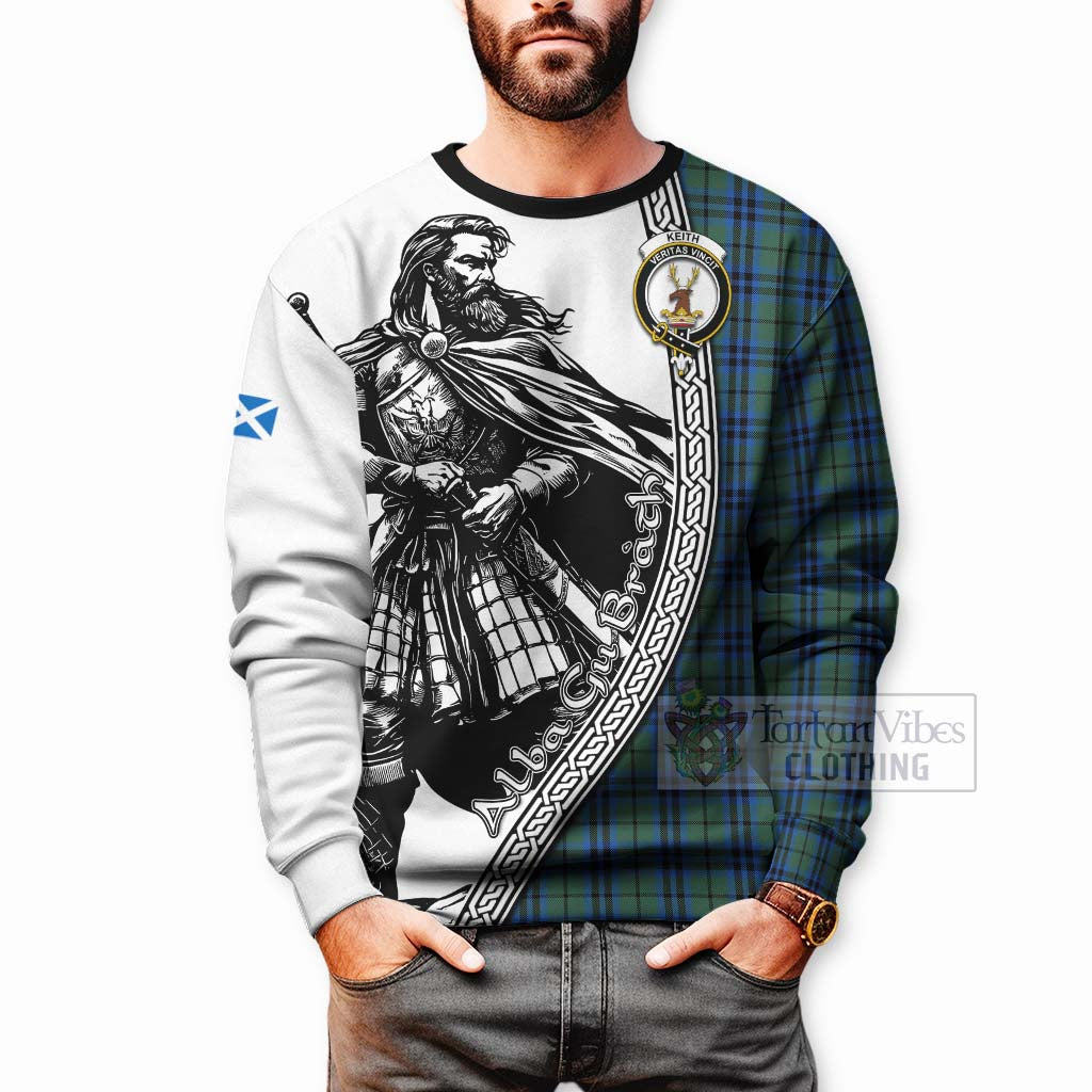 Tartan Vibes Clothing Keith Tartan Clan Crest Sweatshirt with Highlander Warrior Celtic Style