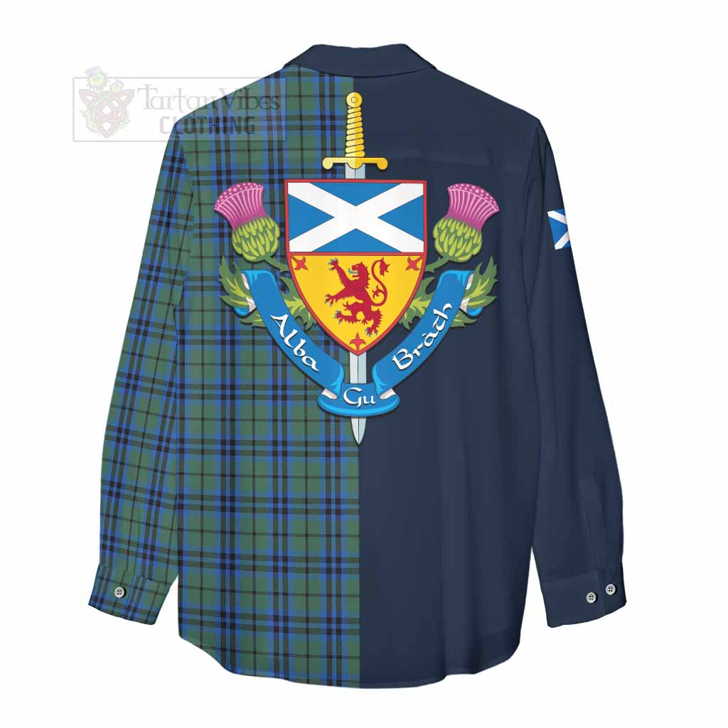 Tartan Vibes Clothing Keith Tartan Women's Casual Shirt Alba with Scottish Lion Royal Arm Half Style