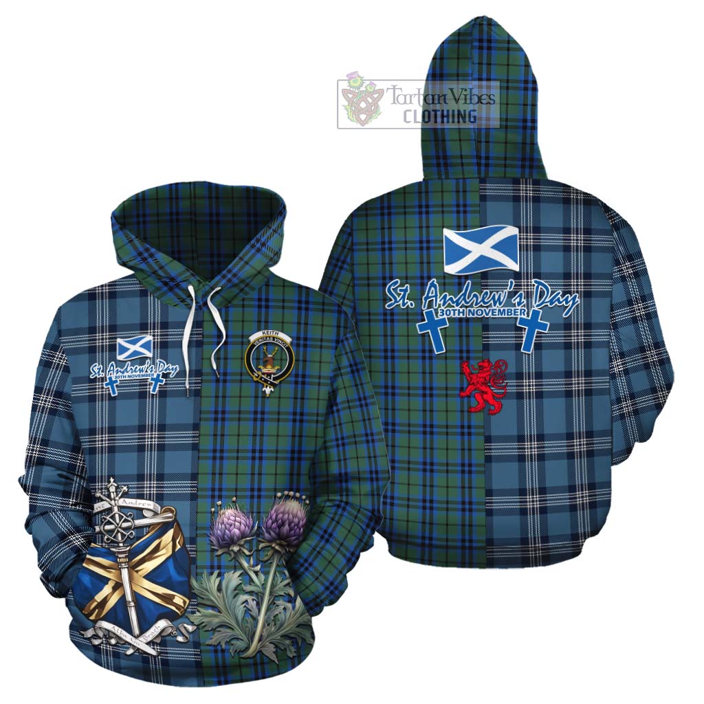 Tartan Vibes Clothing Keith Tartan Cotton Hoodie Happy St. Andrew's Day Half Tartan Style