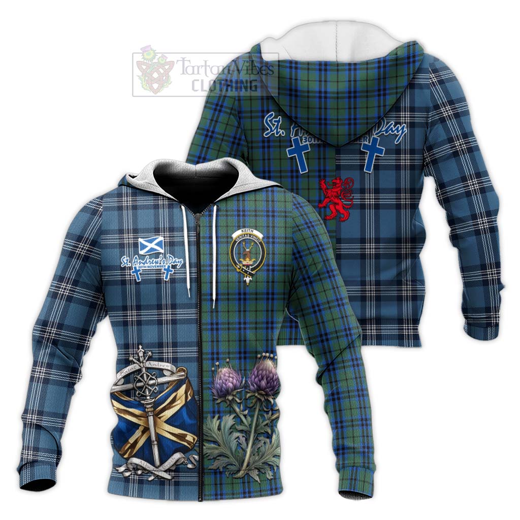 Tartan Vibes Clothing Keith Tartan Knitted Hoodie Happy St. Andrew's Day Half Tartan Style