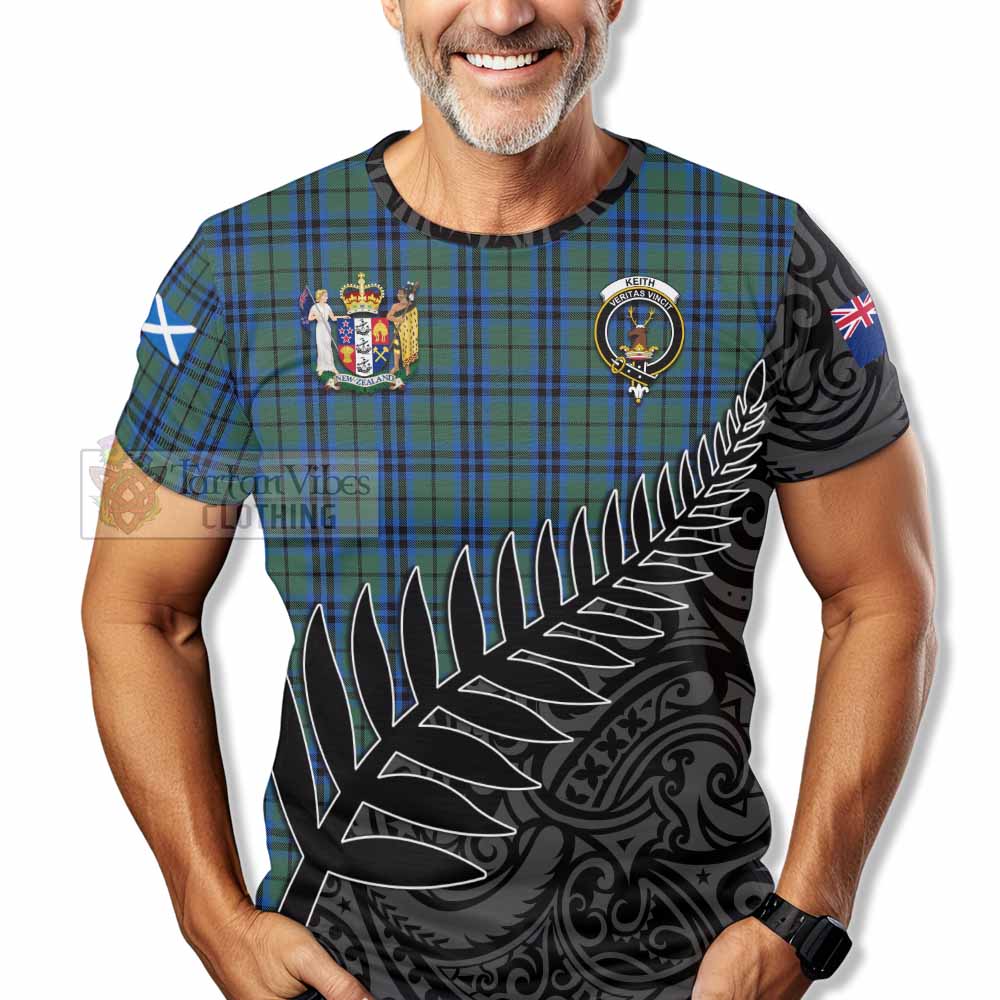 Tartan Vibes Clothing Keith Crest Tartan T-Shirt with New Zealand Silver Fern Half Style