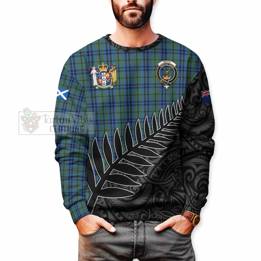 Tartan Vibes Clothing Keith Crest Tartan Sweatshirt with New Zealand Silver Fern Half Style