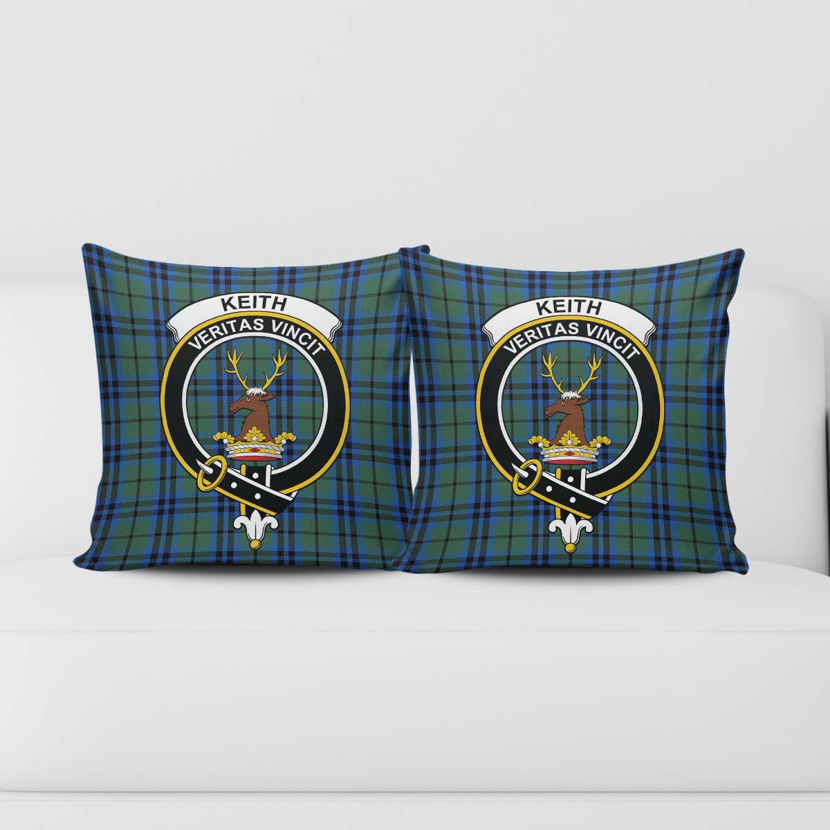 Keith Tartan Pillow Cover with Family Crest - Tartanvibesclothing