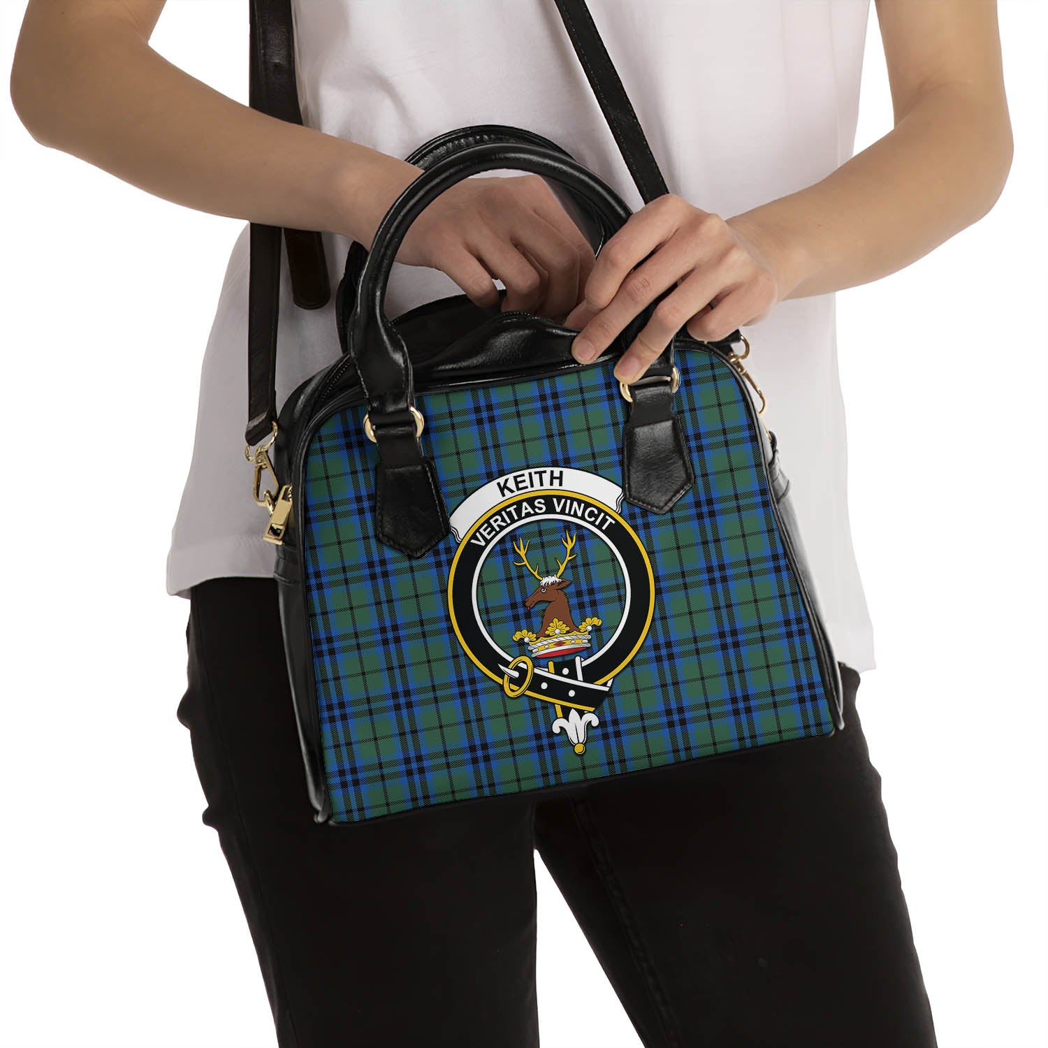 Keith Tartan Shoulder Handbags with Family Crest - Tartanvibesclothing