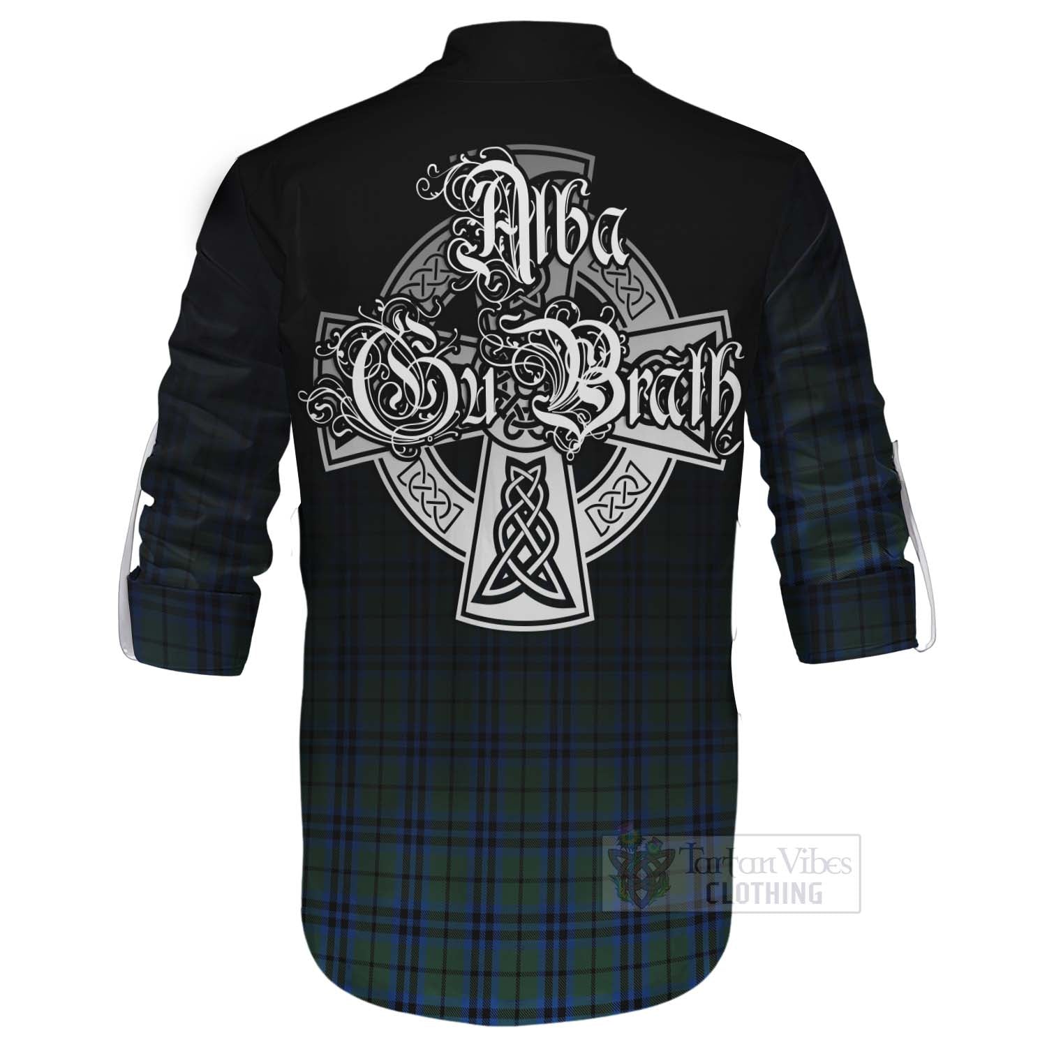 Tartan Vibes Clothing Keith Tartan Ghillie Kilt Shirt Featuring Alba Gu Brath Family Crest Celtic Inspired