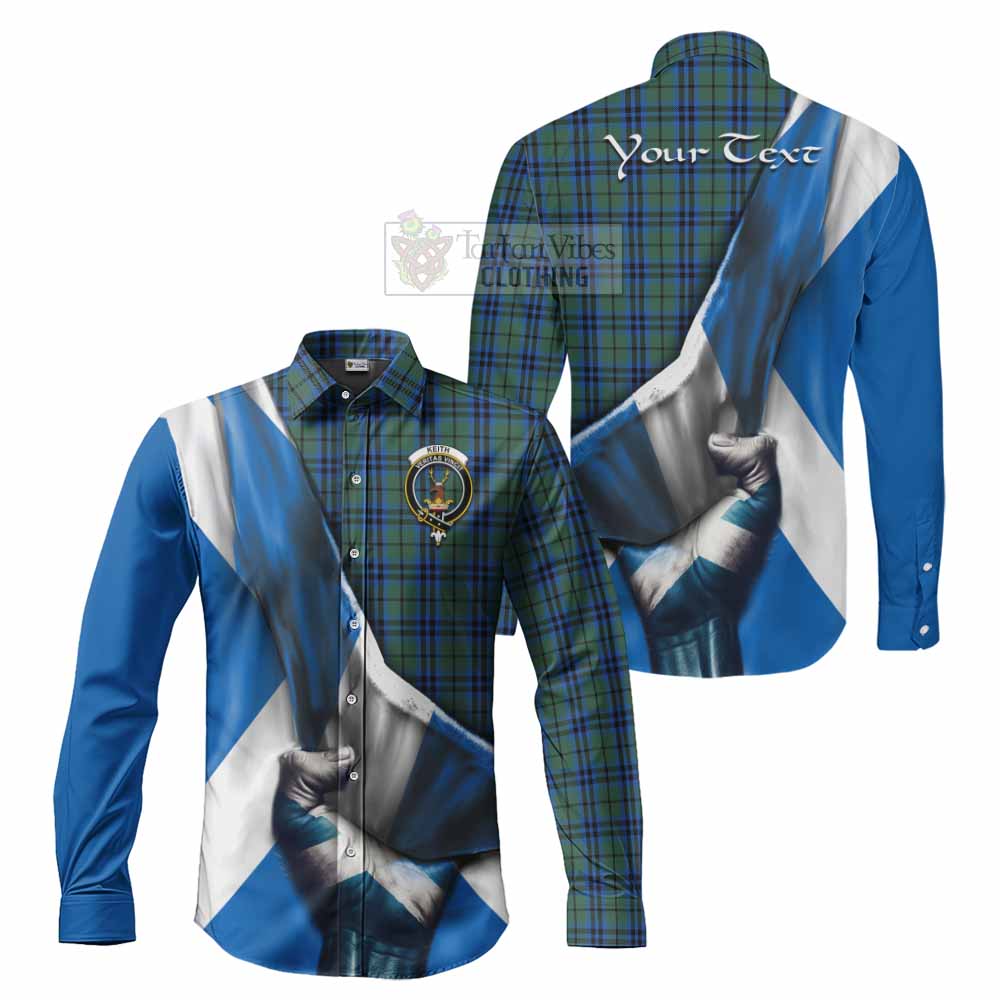 Tartan Vibes Clothing Keith Tartan Long Sleeve Button Shirt with Family Crest Scotland Patriotic Style