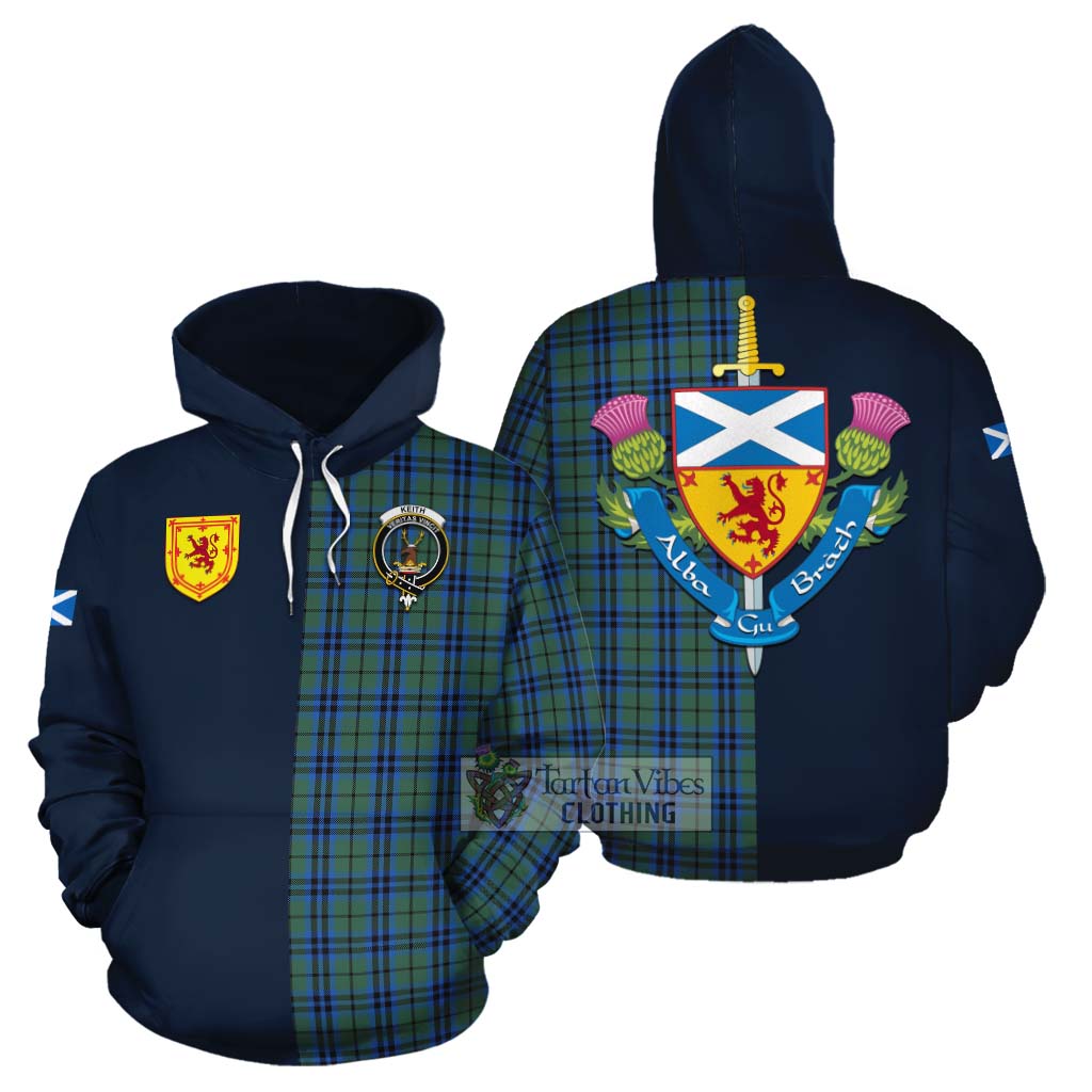 Tartan Vibes Clothing Keith Tartan Cotton Hoodie Alba with Scottish Lion Royal Arm Half Style