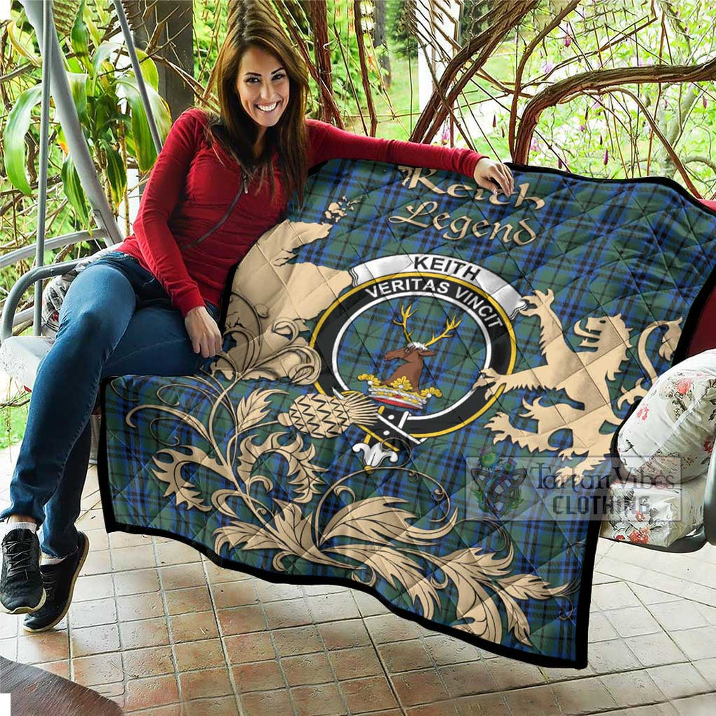 Tartan Vibes Clothing Keith Tartan Quilt with Family Crest and Scottish Symbol Style