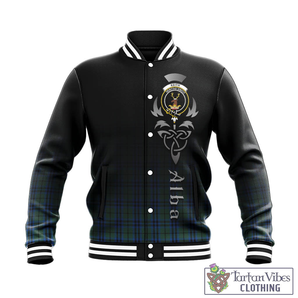 Tartan Vibes Clothing Keith Tartan Baseball Jacket Featuring Alba Gu Brath Family Crest Celtic Inspired