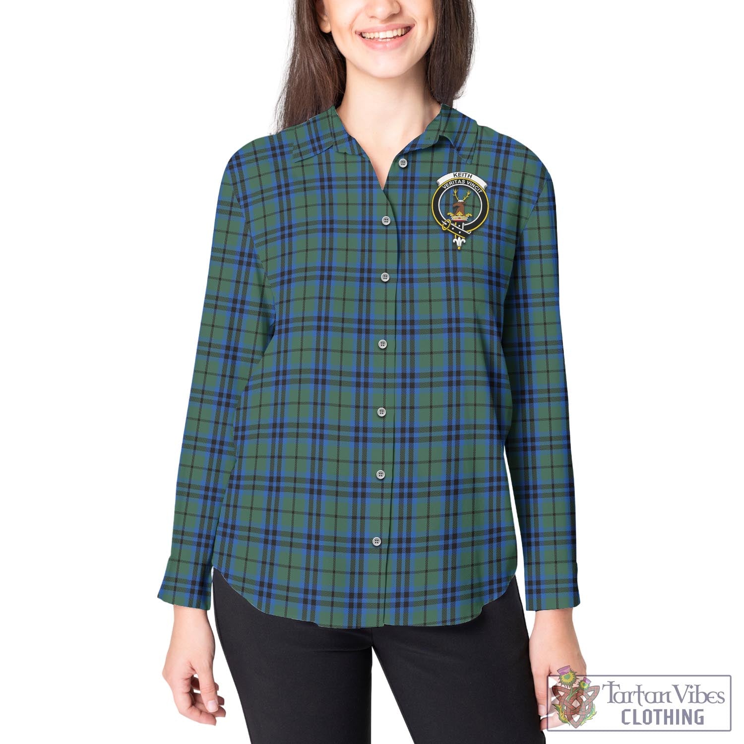 Tartan Vibes Clothing Keith Tartan Womens Casual Shirt with Family Crest