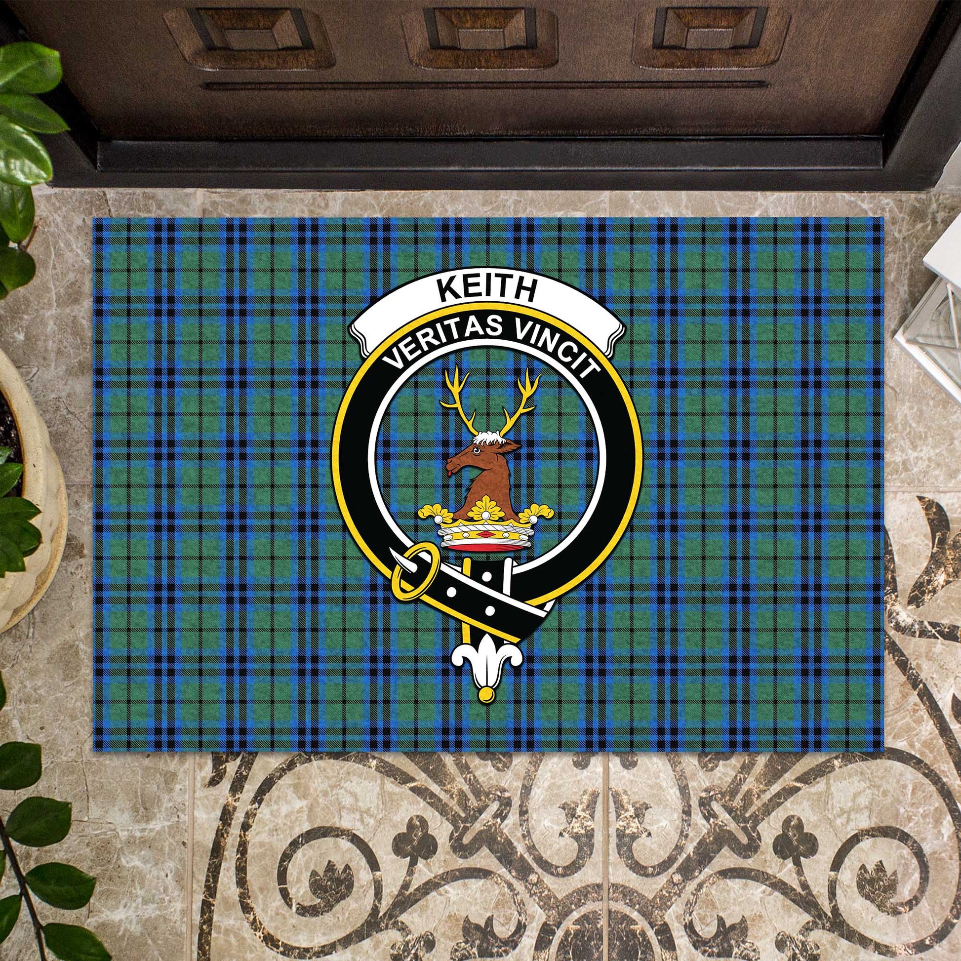 Keith Tartan Door Mat with Family Crest - Tartanvibesclothing