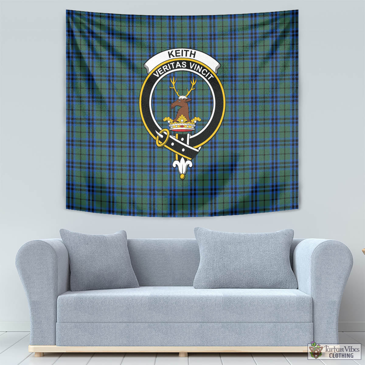 Tartan Vibes Clothing Keith Tartan Tapestry Wall Hanging and Home Decor for Room with Family Crest