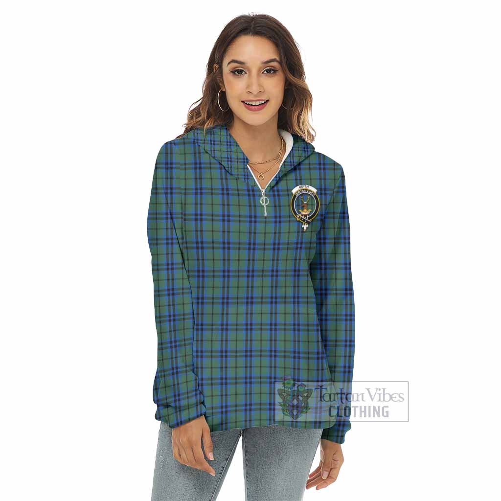 Tartan Vibes Clothing Keith Tartan Crest Women's Borg  Half Zip Fleece Hoodie