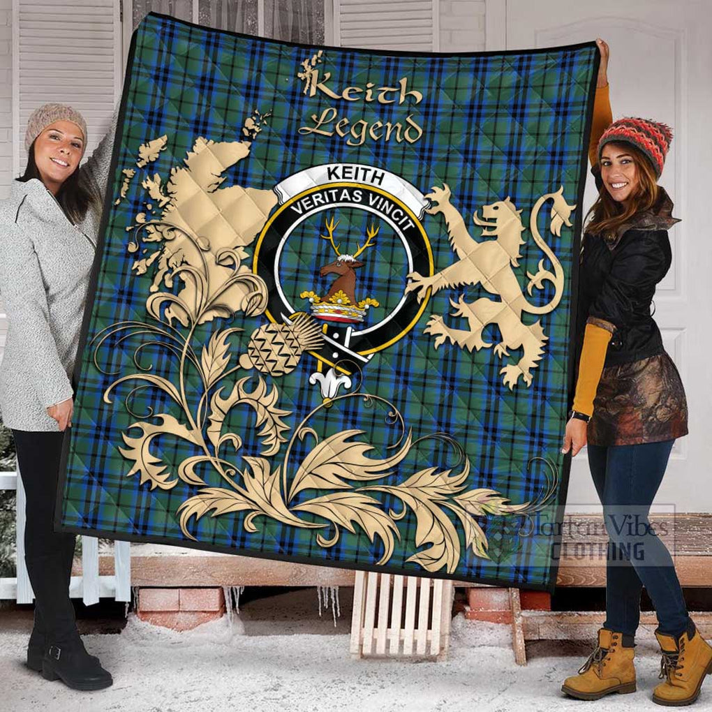 Tartan Vibes Clothing Keith Tartan Quilt with Family Crest and Scottish Symbol Style