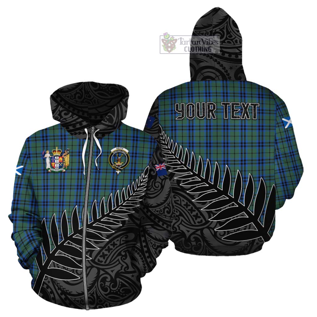 Tartan Vibes Clothing Keith Crest Tartan Cotton Hoodie with New Zealand Silver Fern Half Style