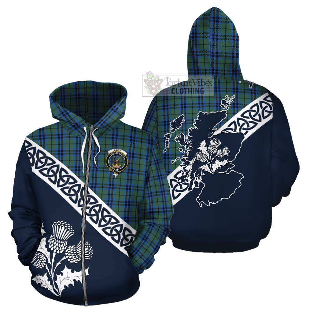 Tartan Vibes Clothing Keith Tartan Cotton Hoodie Featuring Thistle and Scotland Map