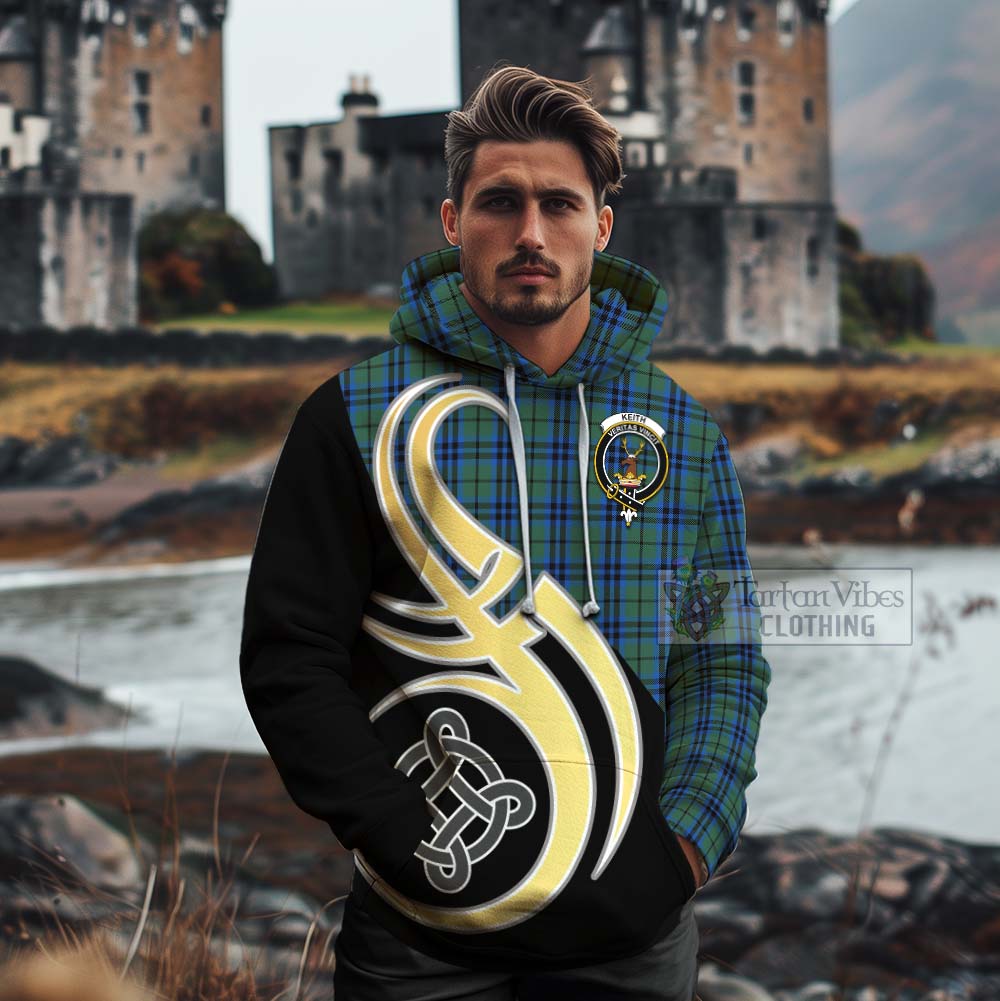 Tartan Vibes Clothing Keith Tartan Cotton Hoodie with Family Crest and Celtic Symbol Style