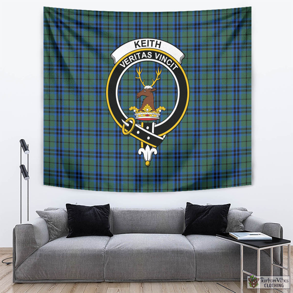 Tartan Vibes Clothing Keith Tartan Tapestry Wall Hanging and Home Decor for Room with Family Crest