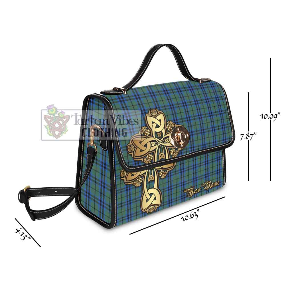 Tartan Vibes Clothing Keith Tartan Waterproof Canvas Bag Golden Thistle Celtic Cross Style