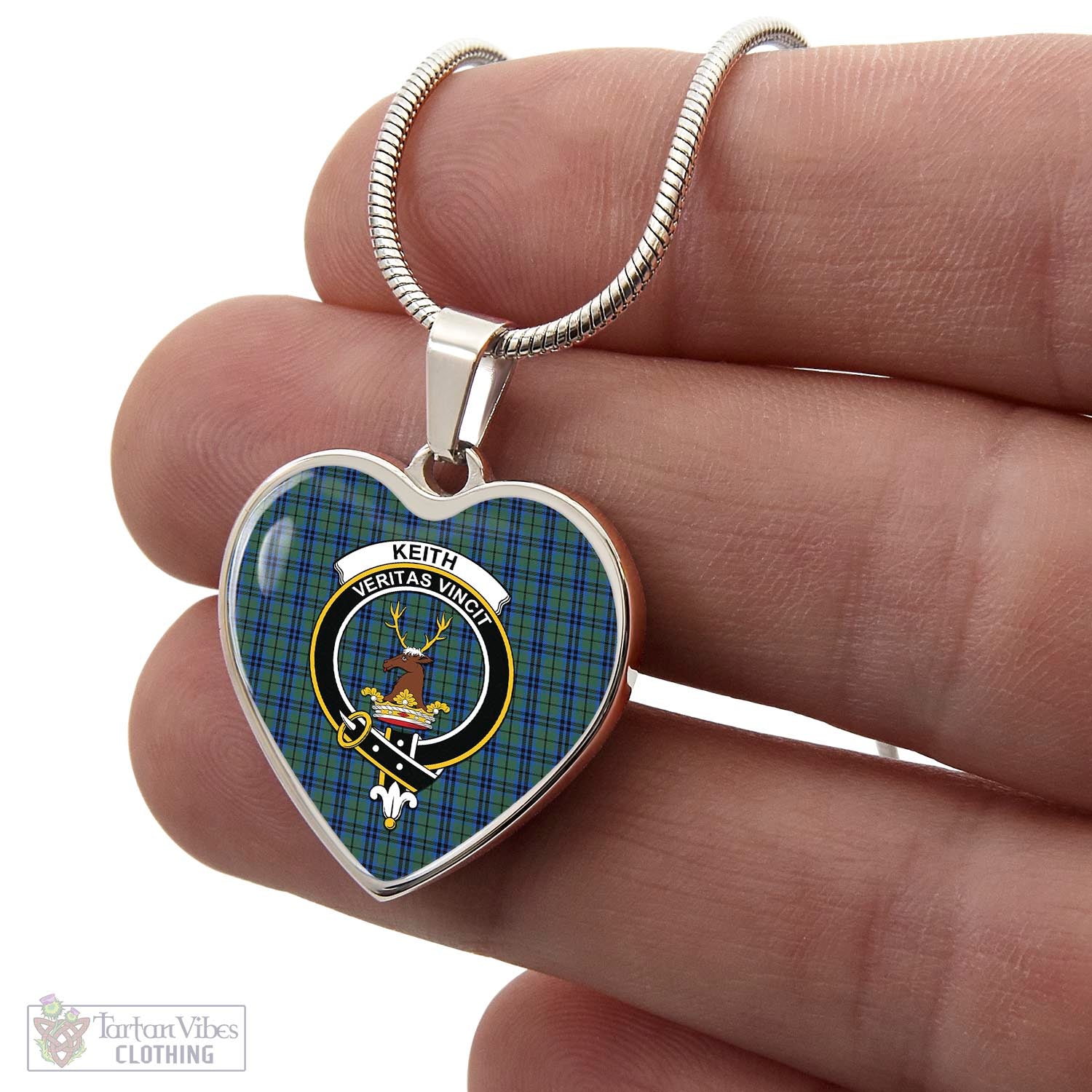 Tartan Vibes Clothing Keith Tartan Heart Necklace with Family Crest