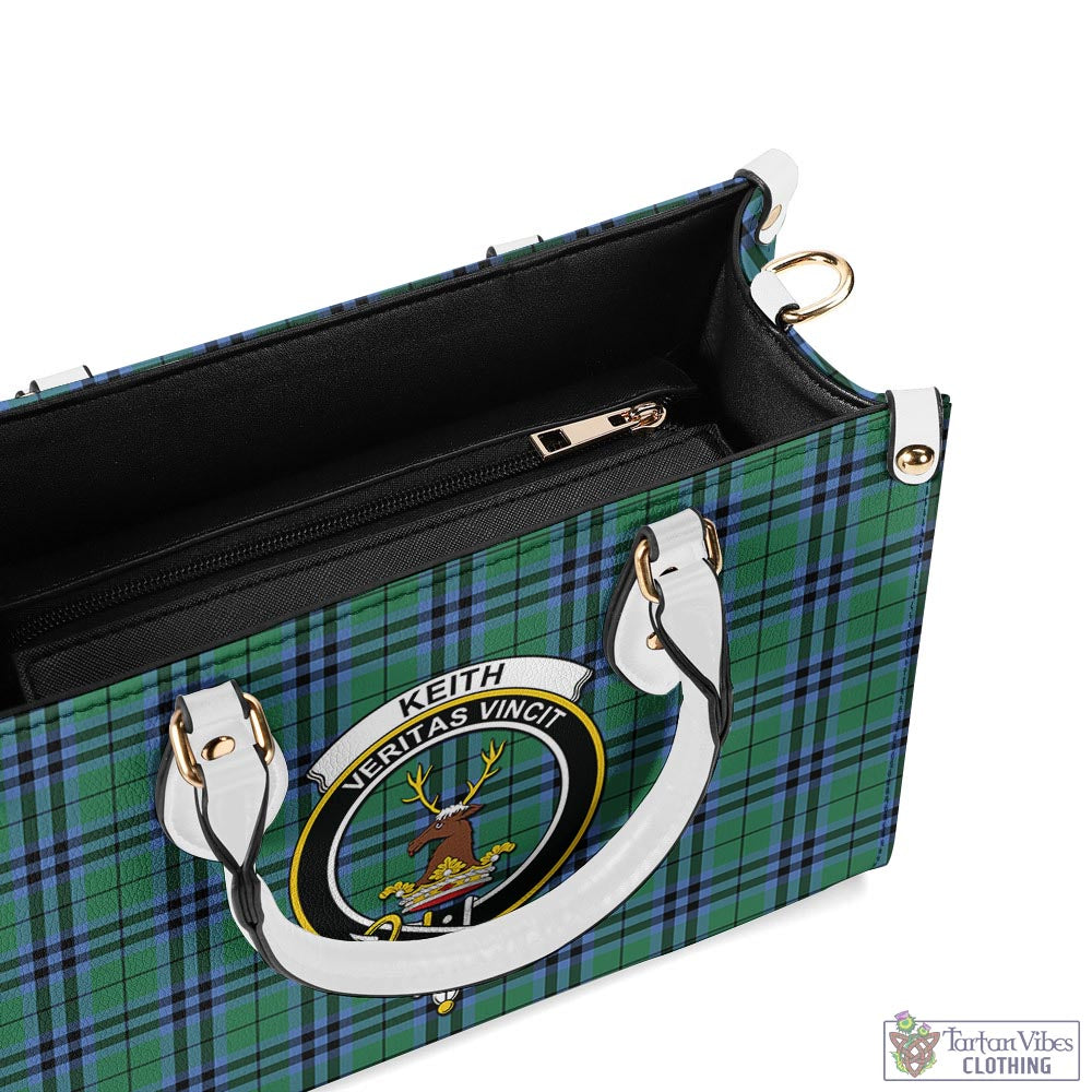 Tartan Vibes Clothing Keith Ancient Tartan Luxury Leather Handbags with Family Crest