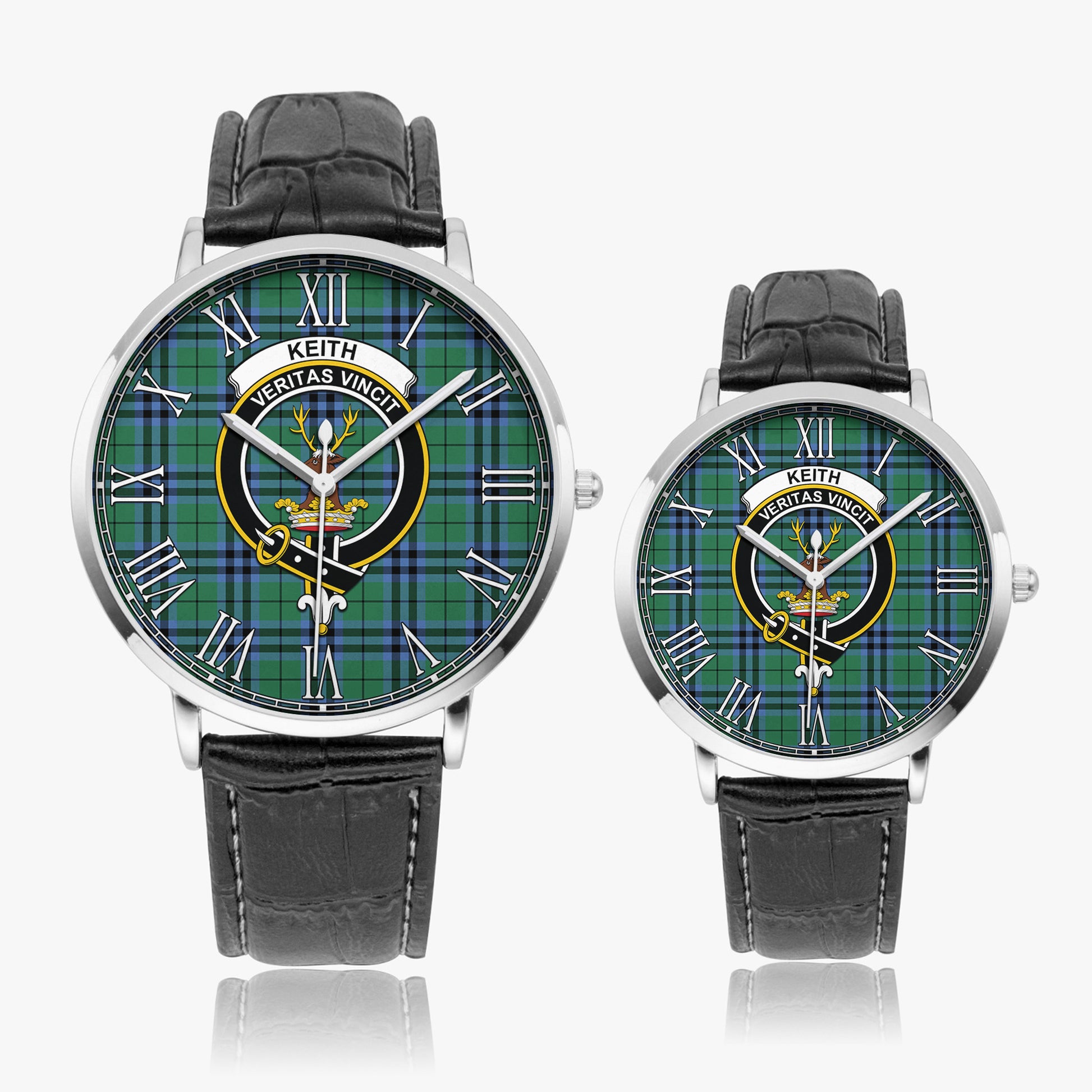 Keith Ancient Tartan Family Crest Leather Strap Quartz Watch - Tartanvibesclothing