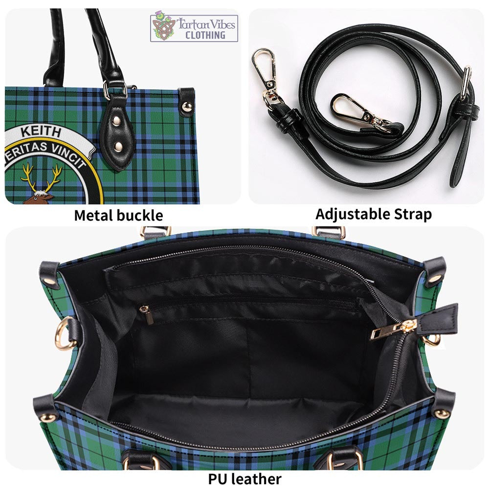 Tartan Vibes Clothing Keith Ancient Tartan Luxury Leather Handbags with Family Crest