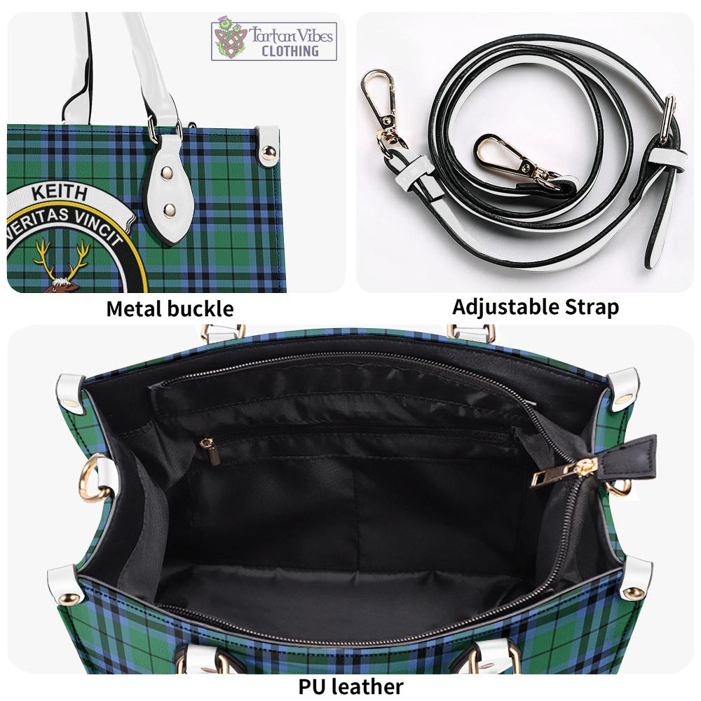 Tartan Vibes Clothing Keith Ancient Tartan Luxury Leather Handbags with Family Crest