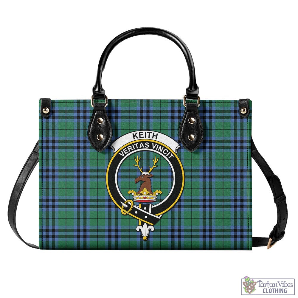 Tartan Vibes Clothing Keith Ancient Tartan Luxury Leather Handbags with Family Crest