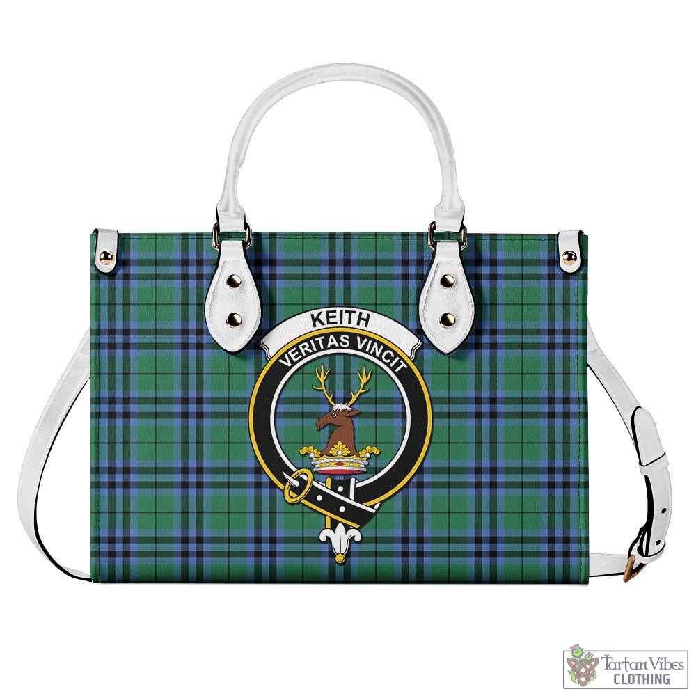 Tartan Vibes Clothing Keith Ancient Tartan Luxury Leather Handbags with Family Crest