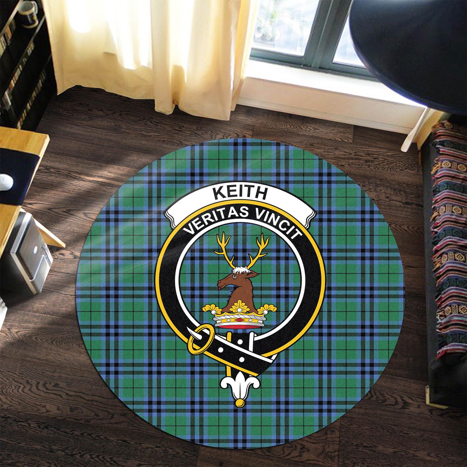 keith-ancient-tartan-round-rug-with-family-crest